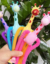 Children Suction Cup Toys Pop Tubes Stress Relief Telescopic Giraffe Hand Toys Sensory Bellows Toys Anti-stress Squeeze Toy
