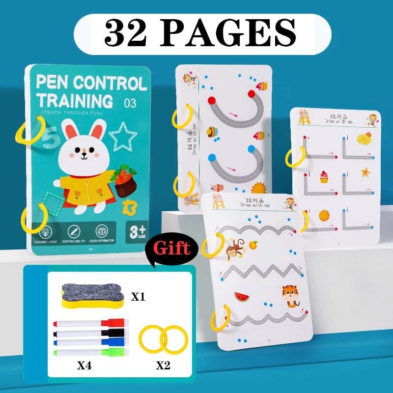 Magical Tracing Workbook Montessori Pen Control Training Book Reusable Magic Practice Copybook Children Drawing Education Books