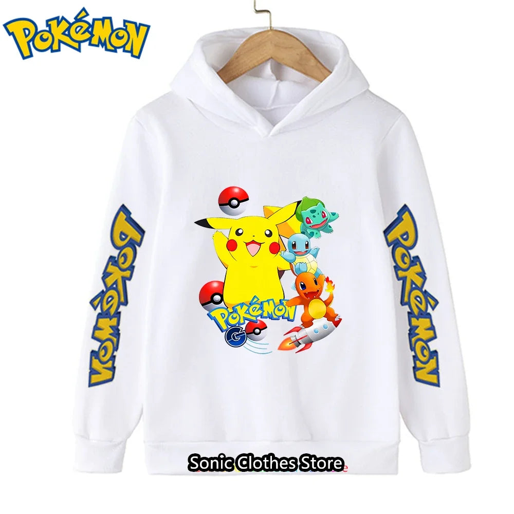 Kawaii Pokemon Hoodies Pikachu Kids Clothes Girls Clothing Tops Boys Sweatshirt Print Long Sleeve Pullovers Baby Streetwear