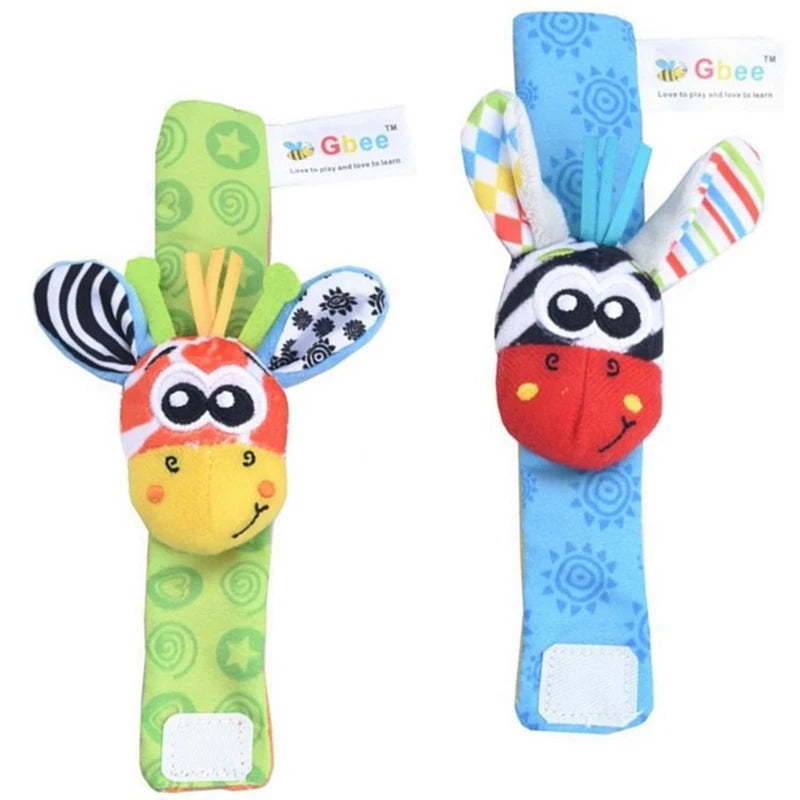 Newborn Baby Toy 0-12 Months Baby Socks Toys Baby Rattles Toys Animal Socks Wrist Strap Rattle Infant Foot Socks Bug Wrist Strap