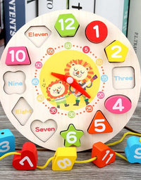 4 Styles Cartoon Animal Educational Wooden Beaded Geometry Digital Clock Puzzles Gadgets Matching Clock Toy For Children
