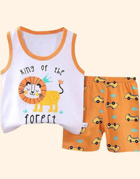 Children Sets Kids Vest Suit 2PCS Set Summer Cotton T-Shirt Girl Shorts Clothes Children Boys Girls Sleeveless Suit Wear Cloth
