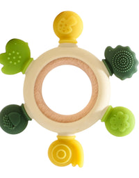 1Pc Baby Wooden Rattle Toys Wooden Teether Ring Crochet Rabbit Music Rattles Soother Bracelet Toddler Toys For Children's Gift
