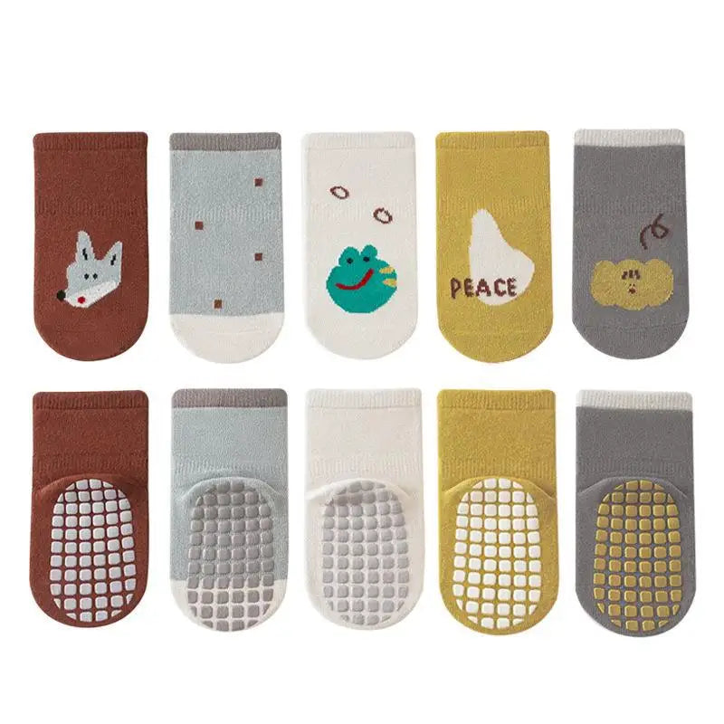 6979 Newborn Socks 5Pairs/Lot Baby Socks Dispensing Non-slip Floor Socks Combed Cotton Breathable Baby Boy's Socks