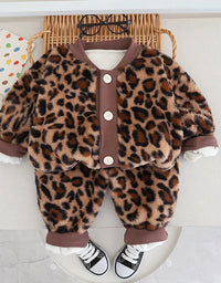 Autumn Winter Children Clothing Set Boys Girls Casual Long Sleeves Warm Coat + Pants 2 Pieces Clothes
