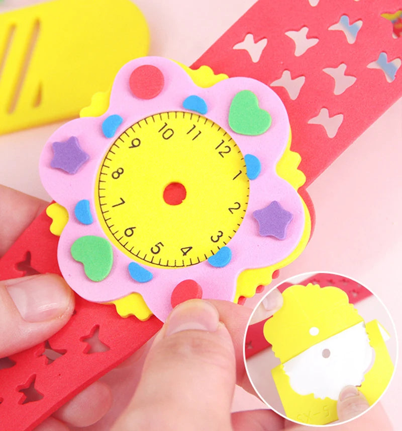 2/5/8pcs Kids DIY Watch 3D EVA Foam Craft Sticker Creative Watches Clock Handmade Material Children Learning Education Toys Gift