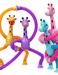 Children Suction Cup Toys Pop Tubes Stress Relief Telescopic Giraffe Hand Toys Sensory Bellows Toys Anti-stress Squeeze Toy
