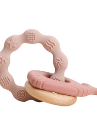 1Pc Baby Wooden Rattle Toys Wooden Teether Ring Crochet Rabbit Music Rattles Soother Bracelet Toddler Toys For Children's Gift
