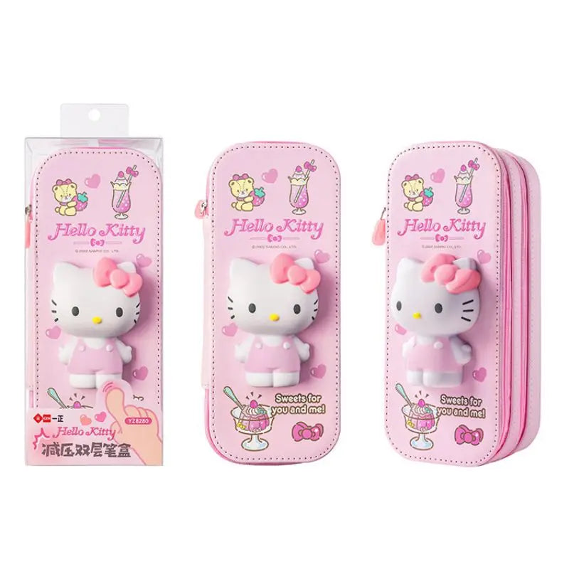 3D Decompression Sanrio Series Pencil Case Cute Large Capacity Storage Double Layer Multifuntion Stress Reliving for Kid Gift