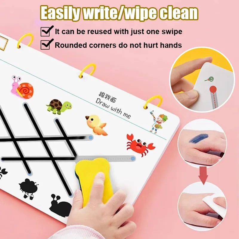 Children Montessori Drawing Toy Pen Control Training Color Shape Math Match Game Set Toddler Learning Activities Educational Toy