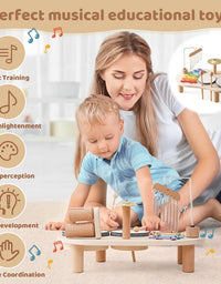 Baby Aeolian Bells Rattle Montessori Educational Toys Children Musical Toys Kids Drum kit Music Table Wooden Musical Instruments
