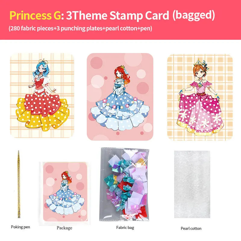 Painting Sticker DIY Craft Toys Kid Art Girls Poking Princess Dress/Animal Handmade Magical Children Gifts Poke Girl/Boy Gift