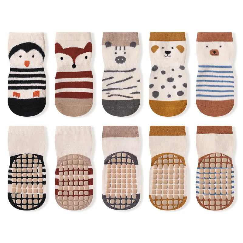 6979 Newborn Socks 5Pairs/Lot Baby Socks Dispensing Non-slip Floor Socks Combed Cotton Breathable Baby Boy's Socks