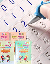 4pcs Sank Magic Practice Copybook Pen Preschools Kids Calligraphy English Verison Free Wiping Children Reusable Writing Book
