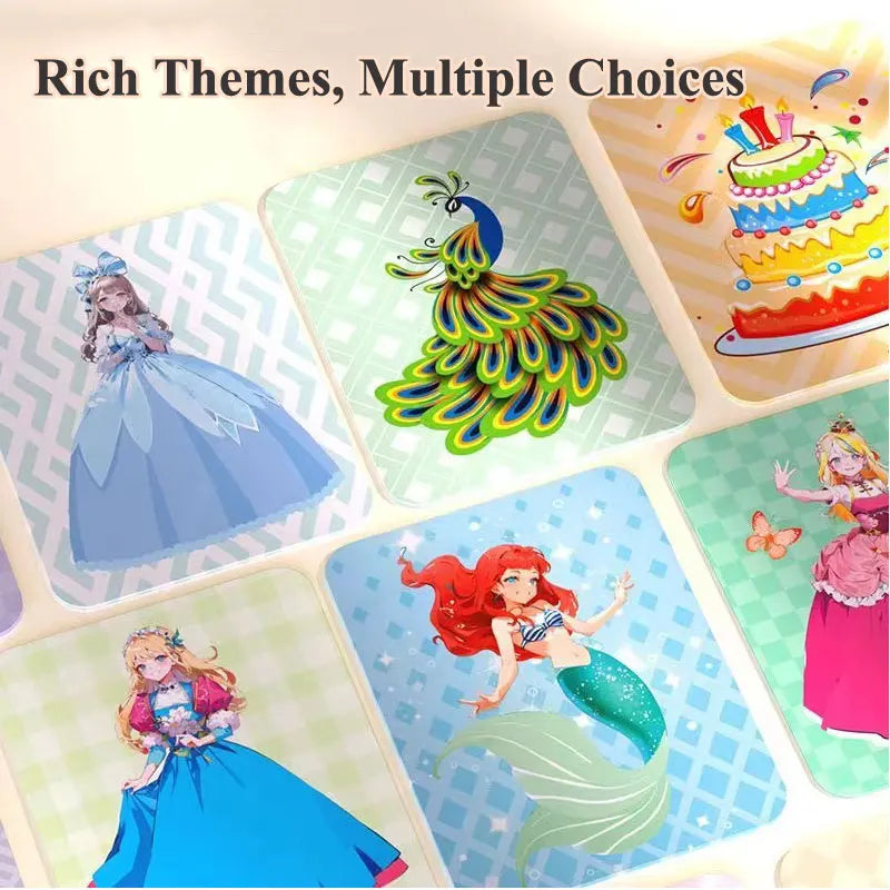 Painting Sticker DIY Craft Toys Kid Art Girls Poking Princess Dress/Animal Handmade Magical Children Gifts Poke Girl/Boy Gift