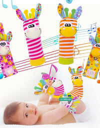 Newborn Baby Toy 0-12 Months Baby Socks Toys Baby Rattles Toys Animal Socks Wrist Strap Rattle Infant Foot Socks Bug Wrist Strap
