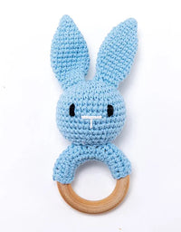 1Pc Baby Wooden Rattle Toys Wooden Teether Ring Crochet Rabbit Music Rattles Soother Bracelet Toddler Toys For Children's Gift
