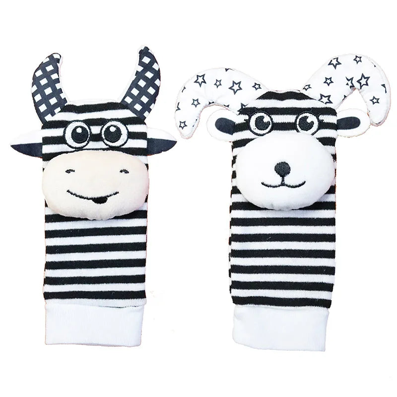 Newborn Baby Toy 0-12 Months Baby Socks Toys Baby Rattles Toys Animal Socks Wrist Strap Rattle Infant Foot Socks Bug Wrist Strap