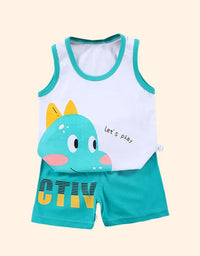 Children Sets Kids Vest Suit 2PCS Set Summer Cotton T-Shirt Girl Shorts Clothes Children Boys Girls Sleeveless Suit Wear Cloth
