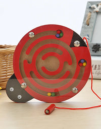 Children Wooden Educational Montessori Toys Magnetic Track Maze Handwriting Pen Push Beads Animals Labyrinth Track Toys For Kids
