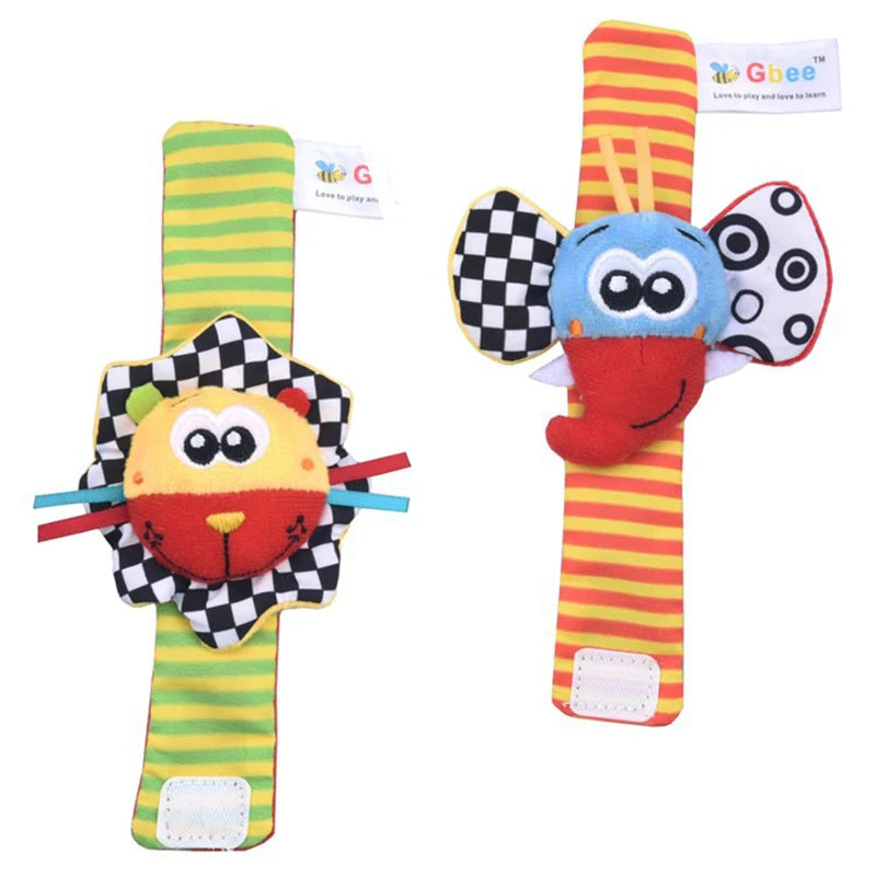 Newborn Baby Toy 0-12 Months Baby Socks Toys Baby Rattles Toys Animal Socks Wrist Strap Rattle Infant Foot Socks Bug Wrist Strap