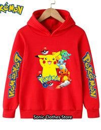 Kawaii Pokemon Hoodies Pikachu Kids Clothes Girls Clothing Tops Boys Sweatshirt Print Long Sleeve Pullovers Baby Streetwear
