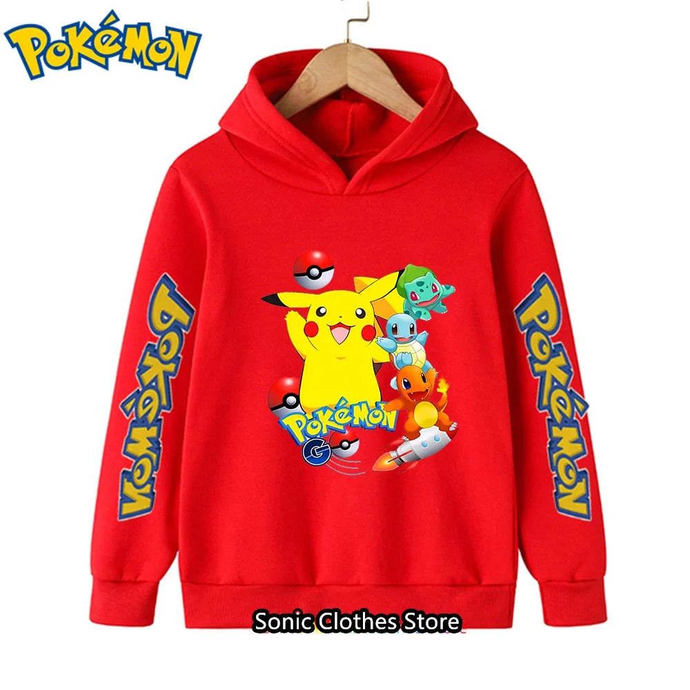 Kawaii Pokemon Hoodies Pikachu Kids Clothes Girls Clothing Tops Boys Sweatshirt Print Long Sleeve Pullovers Baby Streetwear