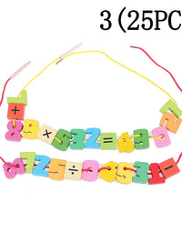 24Pcs baby wooden diy toy fruit animal stringing threading wooden beads toy
