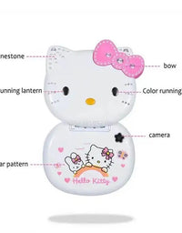 Sanrio Hello Kitty New Model Children Mini Small Cell Phone Flip Cover Student Smartphone Photo Shooter Music Birthday Gifts
