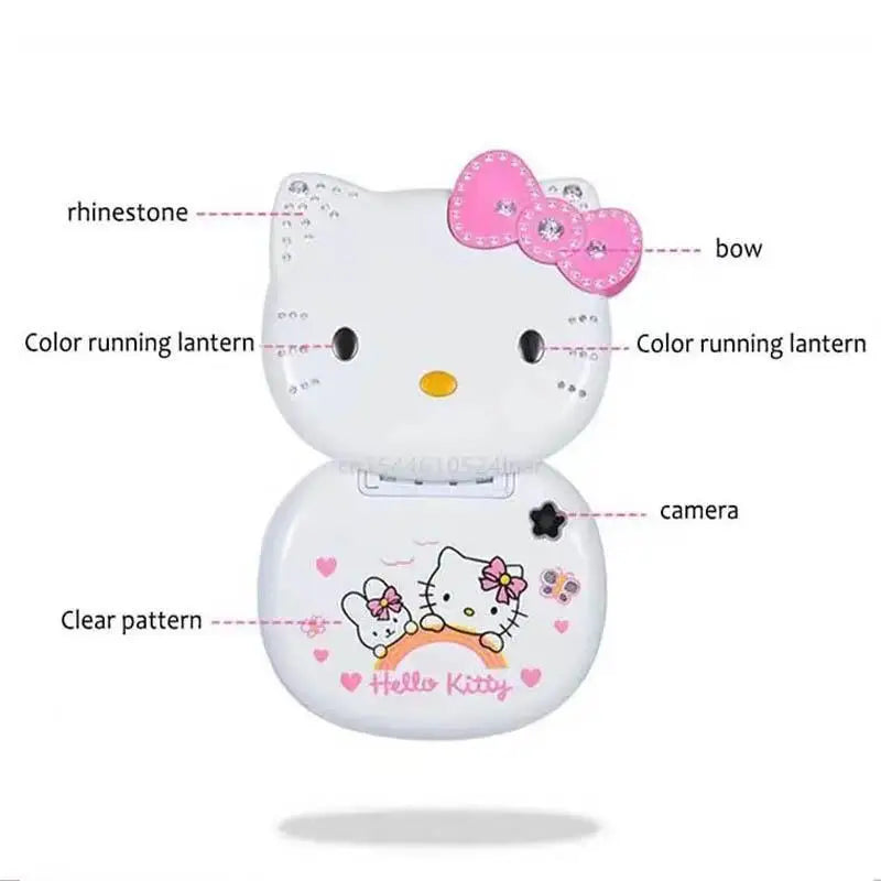 Sanrio Hello Kitty New Model Children Mini Small Cell Phone Flip Cover Student Smartphone Photo Shooter Music Birthday Gifts