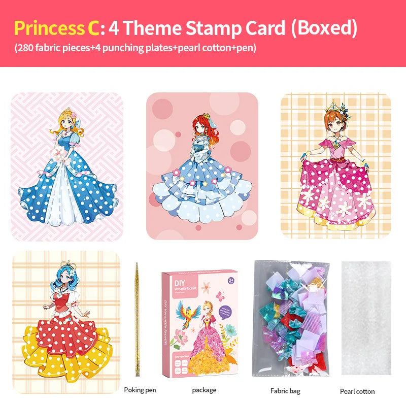 Painting Sticker DIY Craft Toys Kid Art Girls Poking Princess Dress/Animal Handmade Magical Children Gifts Poke Girl/Boy Gift