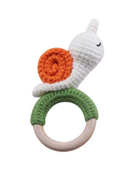 1Pc Baby Wooden Rattle Toys Wooden Teether Ring Crochet Rabbit Music Rattles Soother Bracelet Toddler Toys For Children's Gift
