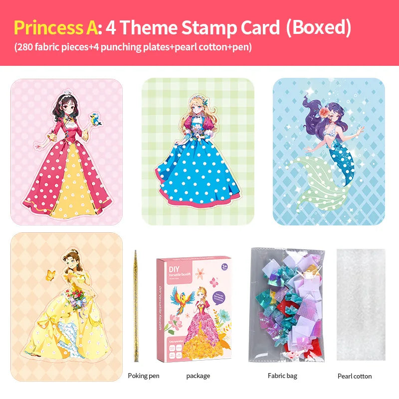 Painting Sticker DIY Craft Toys Kid Art Girls Poking Princess Dress/Animal Handmade Magical Children Gifts Poke Girl/Boy Gift