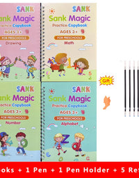 4pcs Sank Magic Practice Copybook Pen Preschools Kids Calligraphy English Verison Free Wiping Children Reusable Writing Book
