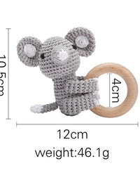 1Pc Baby Wooden Rattle Toys Wooden Teether Ring Crochet Rabbit Music Rattles Soother Bracelet Toddler Toys For Children's Gift
