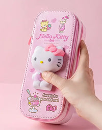 3D Decompression Sanrio Series Pencil Case Cute Large Capacity Storage Double Layer Multifuntion Stress Reliving for Kid Gift
