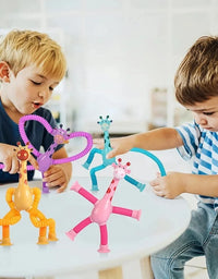 Children Suction Cup Toys Pop Tubes Stress Relief Telescopic Giraffe Hand Toys Sensory Bellows Toys Anti-stress Squeeze Toy
