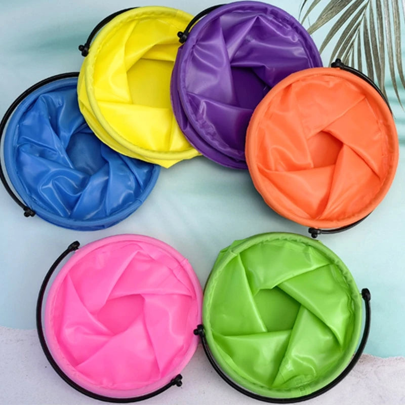 1Pc Beach Sand Play Bucket Toy Folding Collapsible Bucket Gardening Tool Outdoor Sand Pool Play Tool Toy Kids Summer Favor