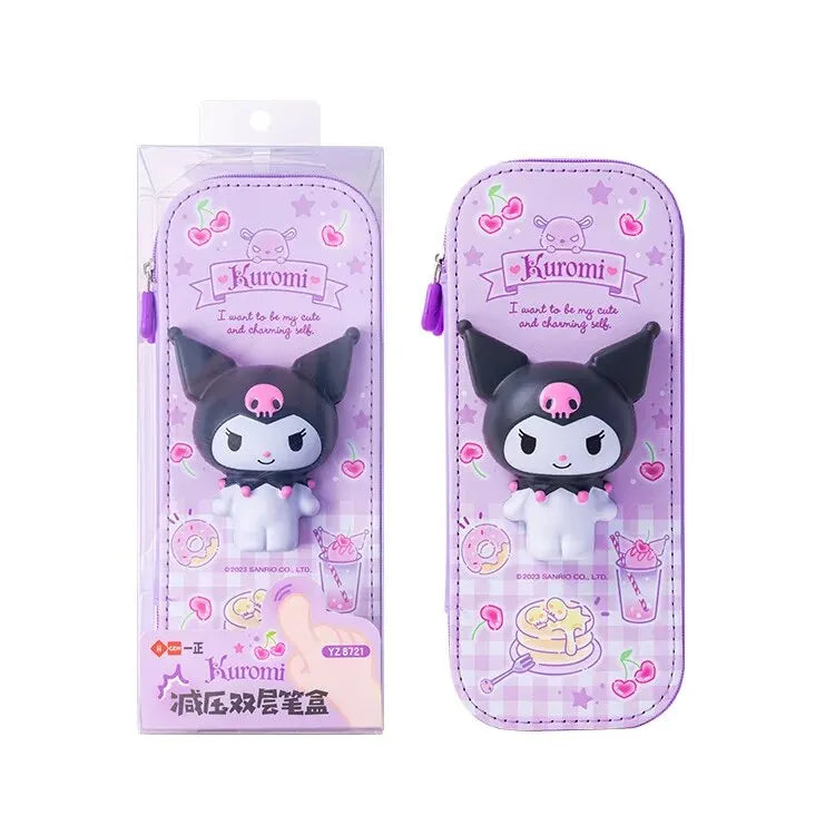 3D Decompression Sanrio Series Pencil Case Cute Large Capacity Storage Double Layer Multifuntion Stress Reliving for Kid Gift