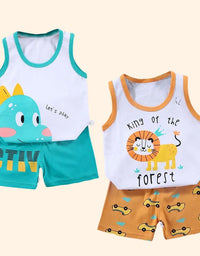 Children Sets Kids Vest Suit 2PCS Set Summer Cotton T-Shirt Girl Shorts Clothes Children Boys Girls Sleeveless Suit Wear Cloth
