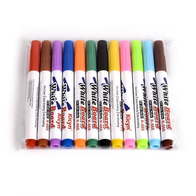 Funny 8/12pcs Color Magical Water Painting Pen Set With Coloring Books For kids Montessori Doodle Pen Toys DIY Tattoos Stickers