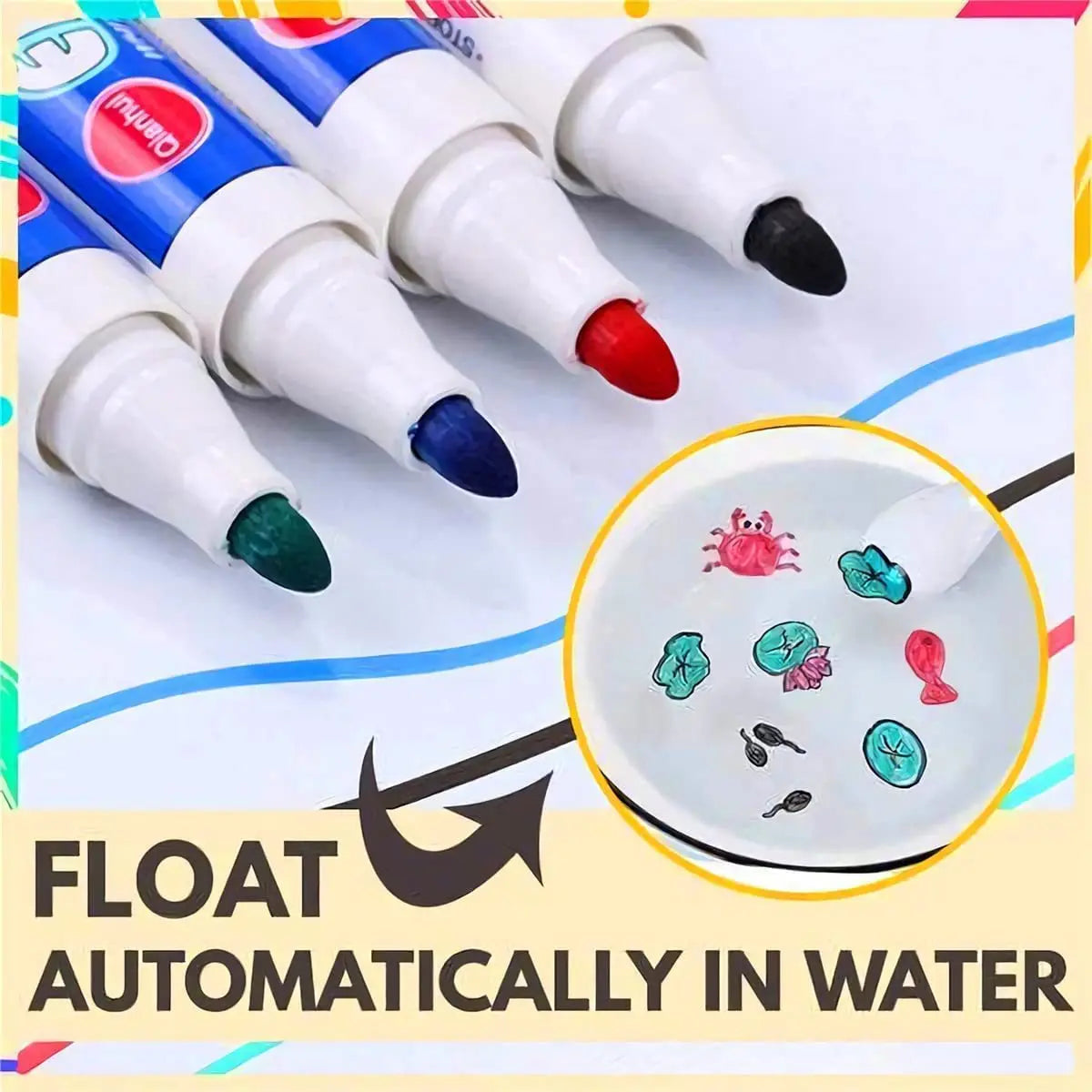 Funny 8/12pcs Color Magical Water Painting Pen Set With Coloring Books For kids Montessori Doodle Pen Toys DIY Tattoos Stickers