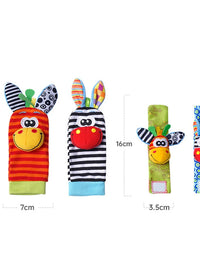 Newborn Baby Toy 0-12 Months Baby Socks Toys Baby Rattles Toys Animal Socks Wrist Strap Rattle Infant Foot Socks Bug Wrist Strap
