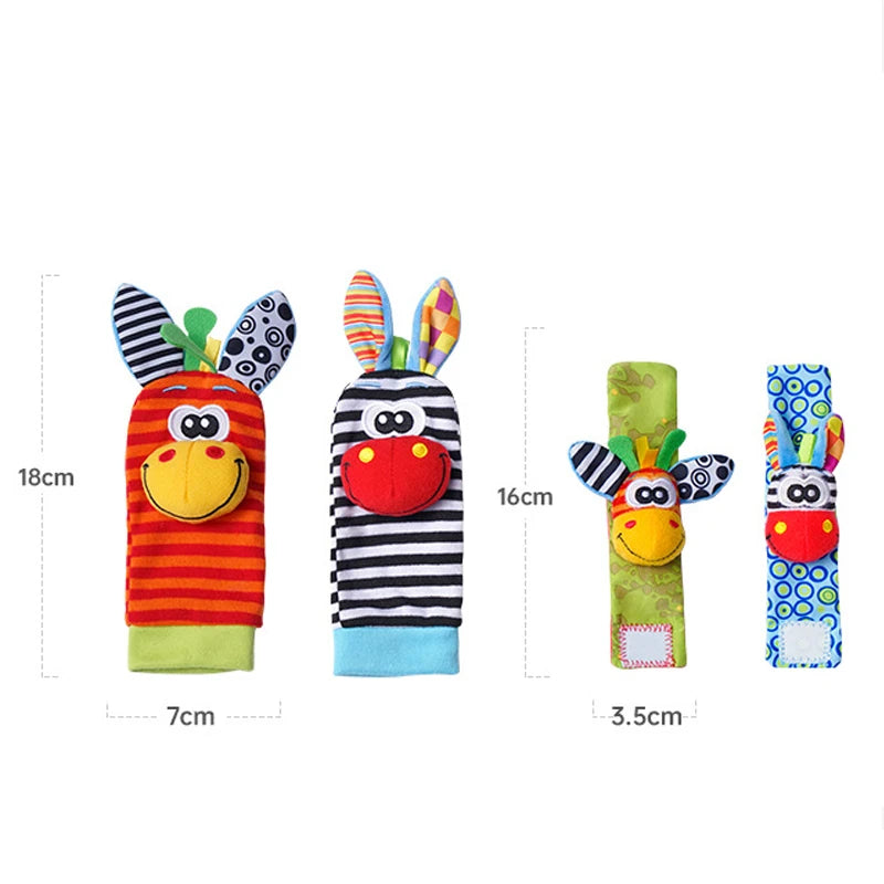 Newborn Baby Toy 0-12 Months Baby Socks Toys Baby Rattles Toys Animal Socks Wrist Strap Rattle Infant Foot Socks Bug Wrist Strap