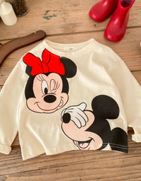 Trendy Brand Disney Children T-shirt Long-sleeved Tops Spring/autumn Clothing Kids Bottoming Shirt Cartoon Crewneck Girl Blouse
