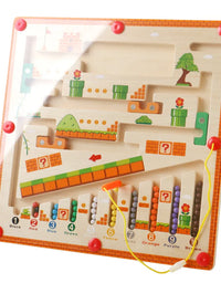 Children Wooden Magnetic Color and Number Maze Learning Education Toys Color Matching Montessori Toys Wooden Toys Gift for Kids
