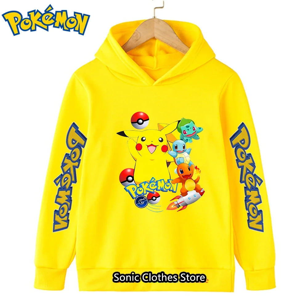 Kawaii Pokemon Hoodies Pikachu Kids Clothes Girls Clothing Tops Boys Sweatshirt Print Long Sleeve Pullovers Baby Streetwear