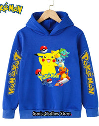 Kawaii Pokemon Hoodies Pikachu Kids Clothes Girls Clothing Tops Boys Sweatshirt Print Long Sleeve Pullovers Baby Streetwear
