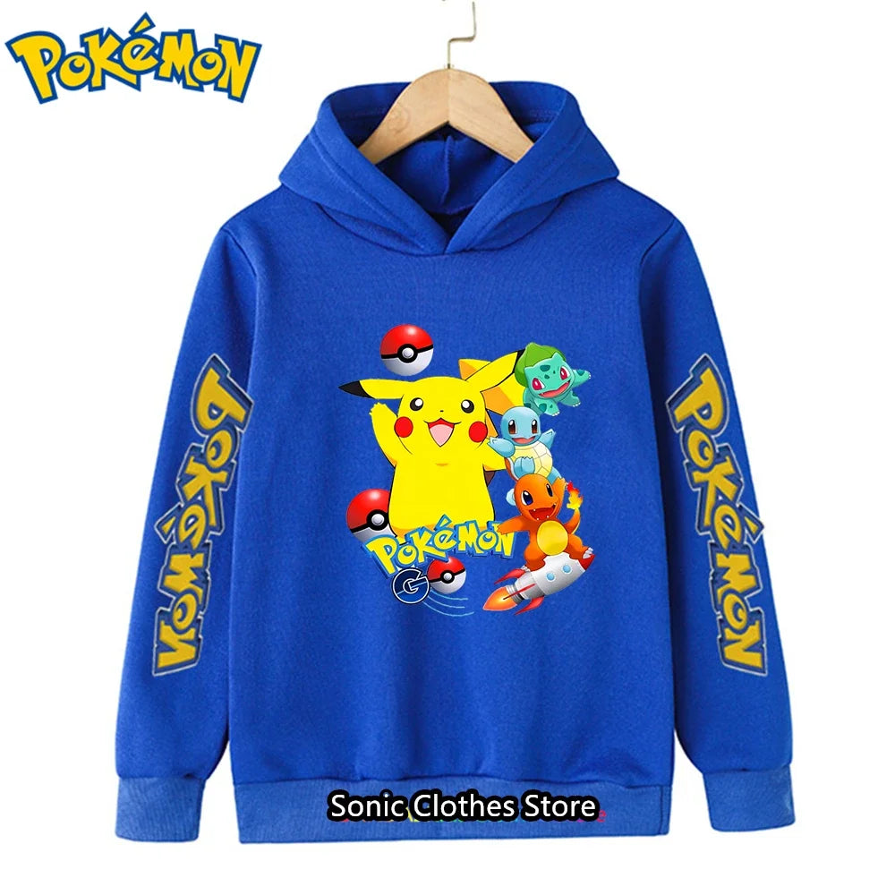 Kawaii Pokemon Hoodies Pikachu Kids Clothes Girls Clothing Tops Boys Sweatshirt Print Long Sleeve Pullovers Baby Streetwear