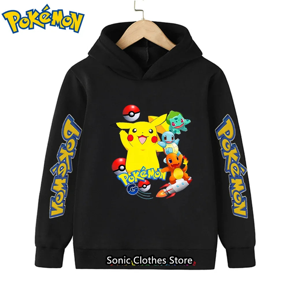 Kawaii Pokemon Hoodies Pikachu Kids Clothes Girls Clothing Tops Boys Sweatshirt Print Long Sleeve Pullovers Baby Streetwear